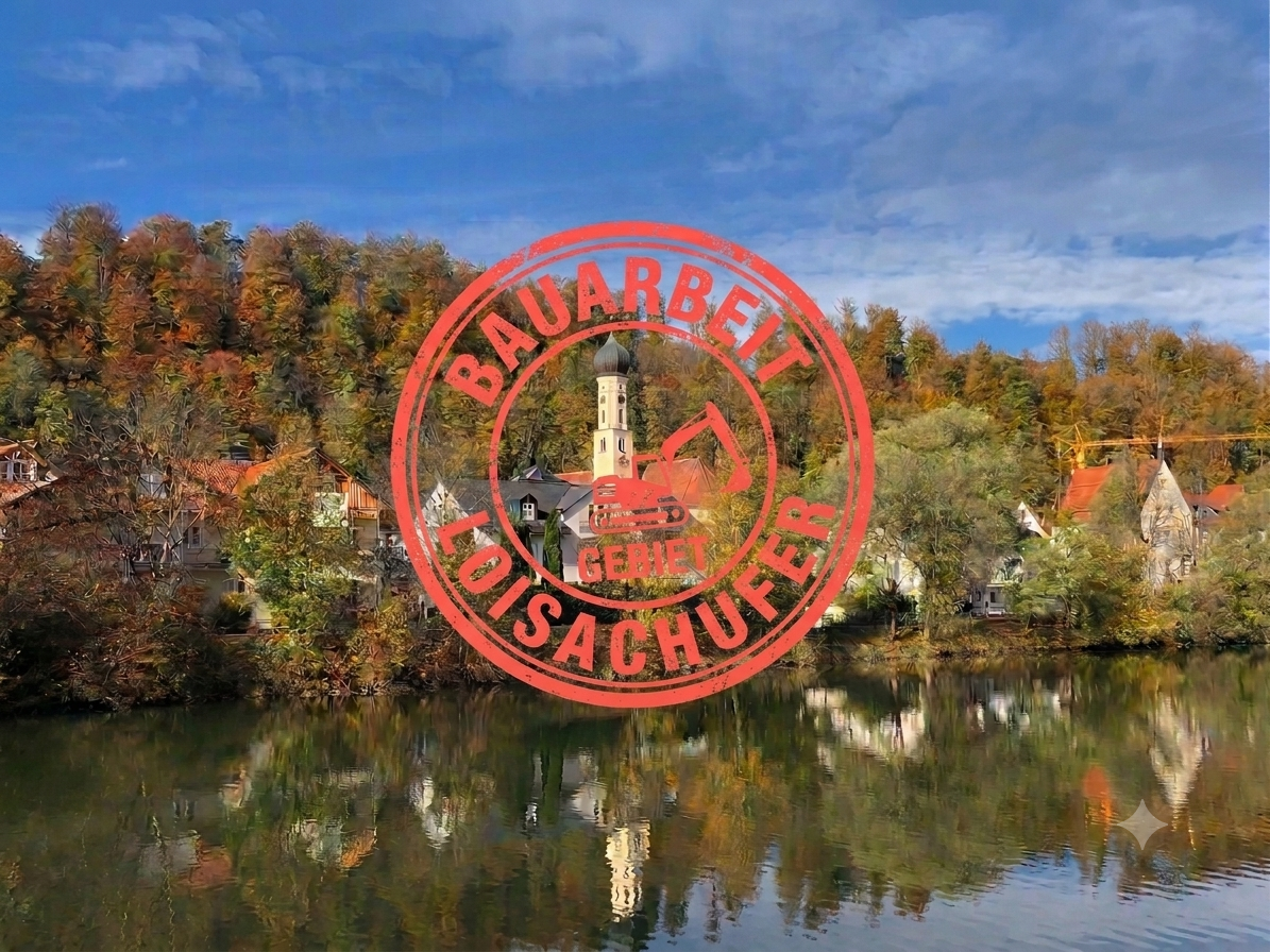 Loisachufer als Baustelle